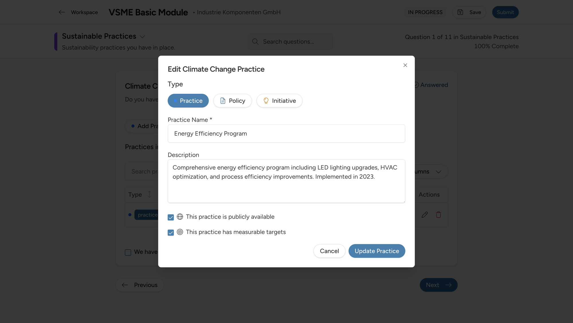 Pollutant question form for data collection